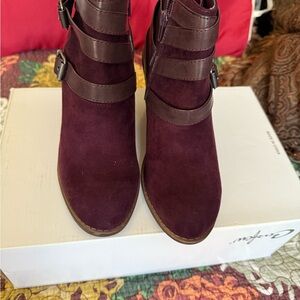 Curfew Maroon Ankle Boots with Straps‎